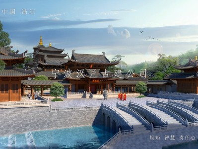 太原寺院重建规划设计方案鸟瞰图—积福禅寺